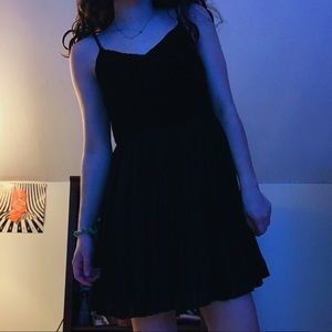 Little Black Dress with Velvet Detail